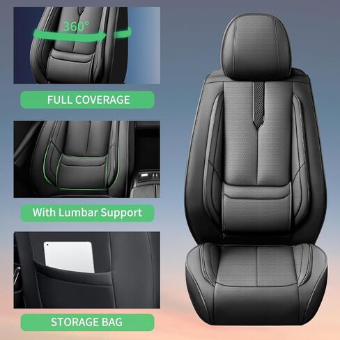 Fit Terrain Car Seat Covers for GMC Terrain 2010-2024 2025 2026 -Upgraded Premium Waterproof & Breathable Leather, Airbag Compatible, All-Weather Seat Cushion Protector,Full Set,Black in Kuwait