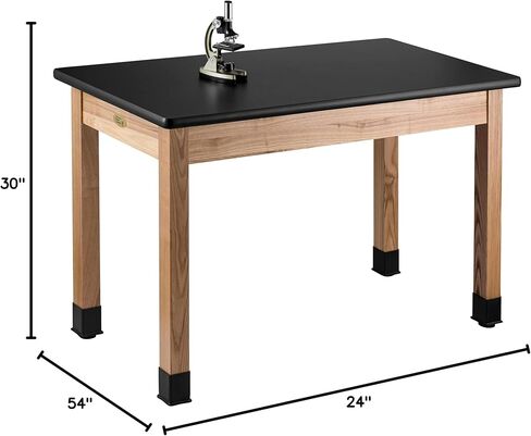 NPS 24x54 Modern Solid Ash Wood Science Lab Table with HPL Top in Black in Kuwait