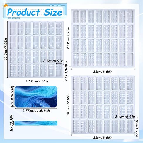 4 Packs Domino Molds and Dominoes Box Molds, Domino Bracket Epoxy Mold, Silicone Mold Dot Dominoes Silicone Mould for DIY Pendant Jewelry Crafts Making Tool in Kuwait