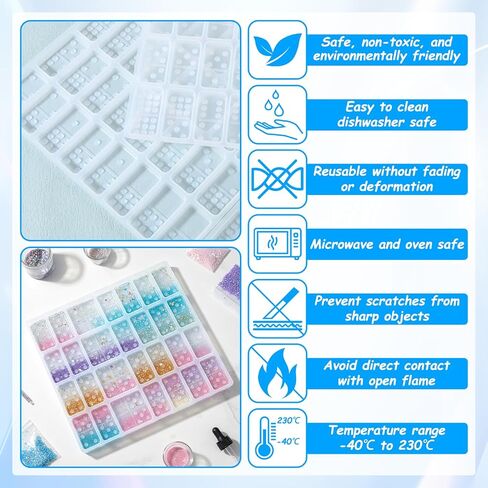 4 Packs Domino Molds and Dominoes Box Molds, Domino Bracket Epoxy Mold, Silicone Mold Dot Dominoes Silicone Mould for DIY Pendant Jewelry Crafts Making Tool in Kuwait
