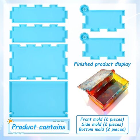 4 Packs Domino Molds and Dominoes Box Molds, Domino Bracket Epoxy Mold, Silicone Mold Dot Dominoes Silicone Mould for DIY Pendant Jewelry Crafts Making Tool in Kuwait