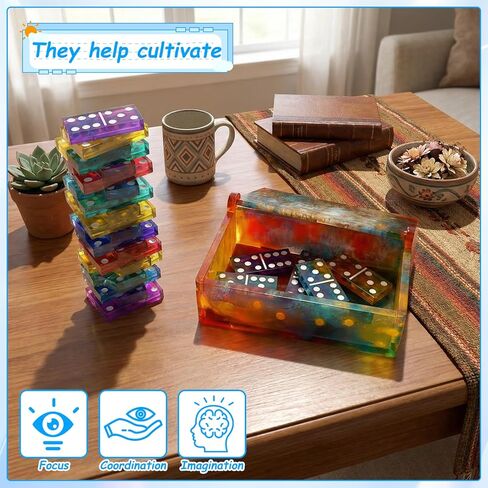 4 Packs Domino Molds and Dominoes Box Molds, Domino Bracket Epoxy Mold, Silicone Mold Dot Dominoes Silicone Mould for DIY Pendant Jewelry Crafts Making Tool in Kuwait