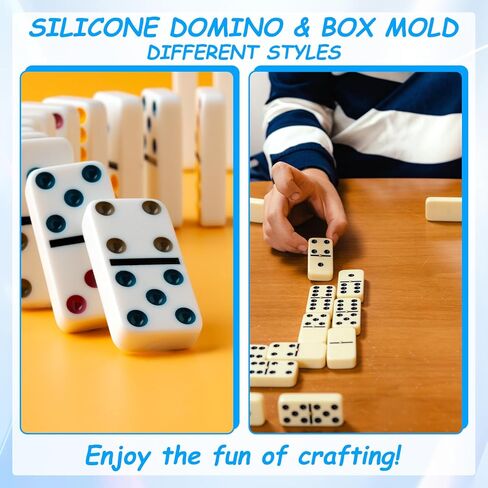 4 Packs Domino Molds and Dominoes Box Molds, Domino Bracket Epoxy Mold, Silicone Mold Dot Dominoes Silicone Mould for DIY Pendant Jewelry Crafts Making Tool in Kuwait