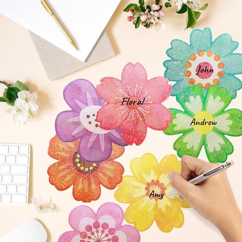 Ceiba Tree 54Pcs Flower Cutouts Glitter Watercolor Flowers Bulletin Board Decorations Spring Floral Cut-Outs for Party Home Classroom Back to School Decor in Kuwait