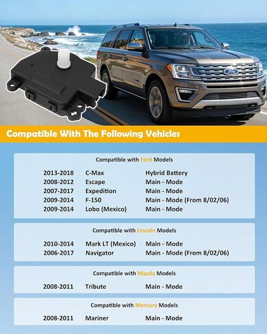 مشغل باب مزيج سخان HVAC 604-241 متوافق مع Ford F-150 Expedition Escape C-Max Lincoln Navigator Tribute Mercury Mariner Mode Motor Assembly يستبدل # YH1881 8L8Z19E616C in Kuwait