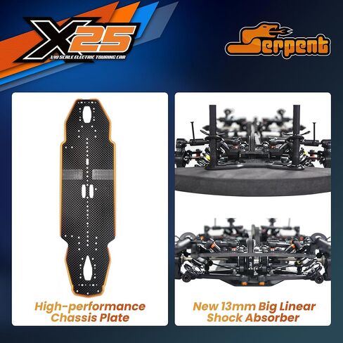 مجموعة هيكل السيارة الكهربائية Serpent Medius X25 1/10 4WD، هيكل من ألياف الكربون، أجزاء السباق الدقيقة، الإلكترونيات غير متضمنة SER400049 in Kuwait