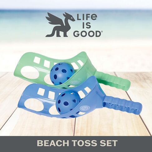 لعبة Life is Good Scoop Toss (أخضر نعناعي/أزرق ملكي)، لعبة صيد الشاطئ والفناء الخلفي مع مغرفتين متينتين، وكرتين وحقيبة تخزين، وألعاب عائلية نشطة في الهواء الطلق للإجازات والمتنزهات والنزهات in Kuwait