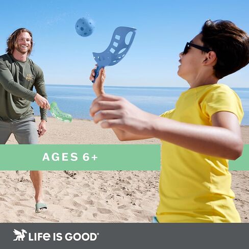 لعبة Life is Good Scoop Toss (أخضر نعناعي/أزرق ملكي)، لعبة صيد الشاطئ والفناء الخلفي مع مغرفتين متينتين، وكرتين وحقيبة تخزين، وألعاب عائلية نشطة في الهواء الطلق للإجازات والمتنزهات والنزهات in Kuwait