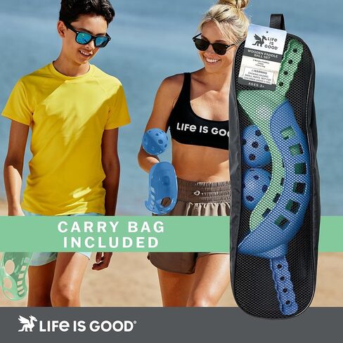 لعبة Life is Good Scoop Toss (أخضر نعناعي/أزرق ملكي)، لعبة صيد الشاطئ والفناء الخلفي مع مغرفتين متينتين، وكرتين وحقيبة تخزين، وألعاب عائلية نشطة في الهواء الطلق للإجازات والمتنزهات والنزهات in Kuwait