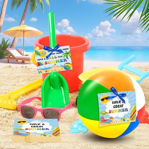 24 Set End of the Year Gifts 8inch Beach Ball with Inspirational Card Inflatable Beach Ball Summer Graduation Student Gifts Bulk from Teacher School Classroom Prizes Goodie Bag Pool Party Supplies in Kuwait