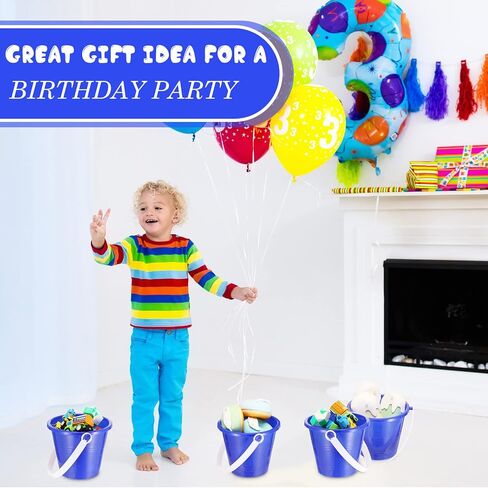 Didaey 12 Pack 4 Inch Beach Buckets and Shovels for Kids Sand Pails Plastic Sand Buckets Bulk Small Toy Pails at the Beach, Use for Toddlers Little Guys(Blue) in Kuwait