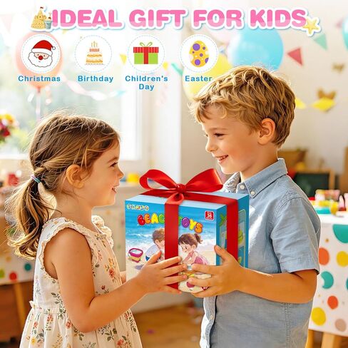 OCHIDO 4 Pack Beach Sand Toys for Kids, Travel Beach Toys with 4 Collapsible Beach Bucket, Sifter, Shovel & Storage Mesh Bag, Summer Outdoor Sandbox Toys for Boys Girls 3 4 5 6 7 8 9 10 Year Old in Kuwait