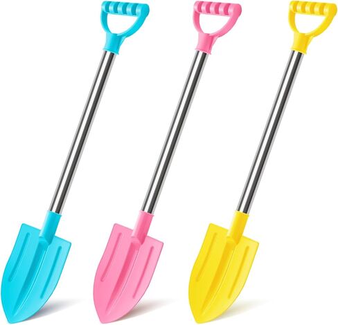 Dsmile 3 PCS Beach Shovels for Kids, 25" Long Sand Shovel Gardening Tools Snow Shovel Sturdy Stainless Steel Handle ABS Plastic Spade for Digging Sand Shoveling Snow Fun Set in Kuwait