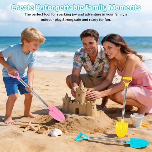 Dsmile 3 PCS Beach Shovels for Kids, 25" Long Sand Shovel Gardening Tools Snow Shovel Sturdy Stainless Steel Handle ABS Plastic Spade for Digging Sand Shoveling Snow Fun Set in Kuwait