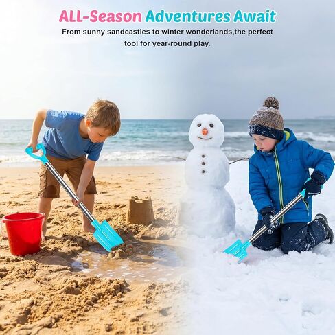 Dsmile 3 PCS Beach Shovels for Kids, 25" Long Sand Shovel Gardening Tools Snow Shovel Sturdy Stainless Steel Handle ABS Plastic Spade for Digging Sand Shoveling Snow Fun Set in Kuwait