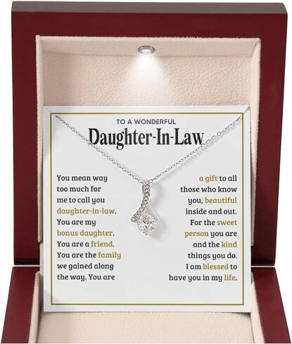 Gifts For Daughter in Law Necklace From Mother in Law For Christmas Birthday Gifts For Bonus Daughter on Wedding Day with Message Card and Gift Box in Saudi Arabia