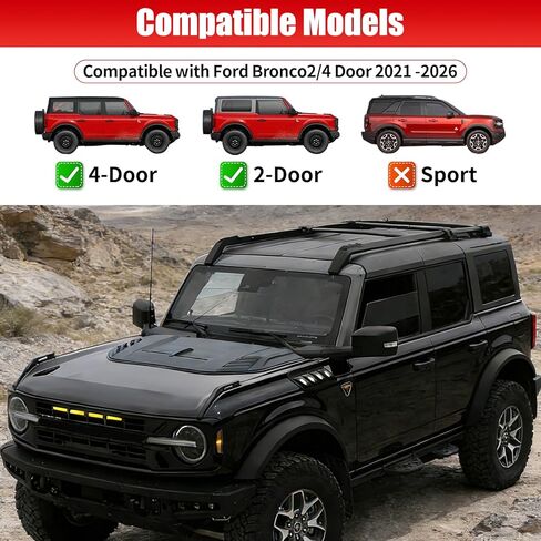 Hood Air Intake Vent Scoop Cover for Ford Bronco 2021-2026 2/4 Door, Matte Black ABS Plastic Hood Decoration for Ford Bronco2021 2022 2023 2024 2025 2026(Not Suitable for Ford Raptor and Sport Models) in Kuwait