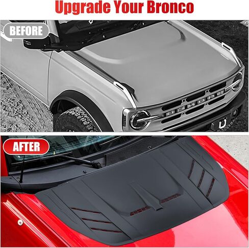 Hood Air Intake Vent Scoop Cover for Ford Bronco 2021-2026 2/4 Door, Matte Black ABS Plastic Hood Decoration for Ford Bronco2021 2022 2023 2024 2025 2026(Not Suitable for Ford Raptor and Sport Models) in Kuwait