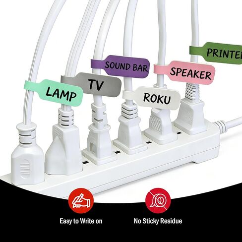 42 Pcs Cable Labels, Large Size Reusable Cable Tags for Wire Organizing, Writeable Waterproof Cord Identification Labels for Electronics, Home and Office, Assorted Colors & Sizes in Kuwait