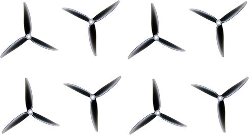 8PCS 5.1 Inch Propellers, 3-Blade Props for FPV Drones, Black, Glass Fiber, 4 CW 4 CCW, Outdoor Use in Kuwait