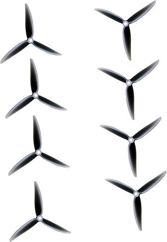 8PCS 5.1 Inch Propellers, 3-Blade Props for FPV Drones, Black, Glass Fiber, 4 CW 4 CCW, Outdoor Use in Kuwait