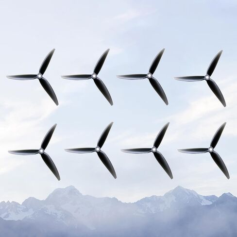 8PCS 5.1 Inch Propellers, 3-Blade Props for FPV Drones, Black, Glass Fiber, 4 CW 4 CCW, Outdoor Use in Kuwait