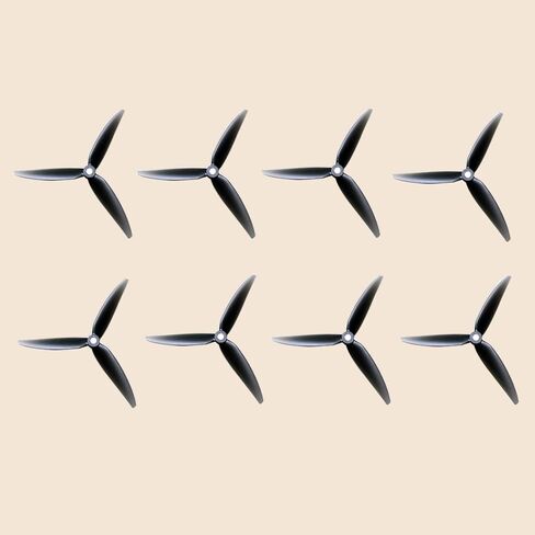 8PCS 5.1 Inch Propellers, 3-Blade Props for FPV Drones, Black, Glass Fiber, 4 CW 4 CCW, Outdoor Use in Kuwait