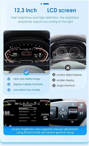 12.3INCH Digital Instrument Panel Compatible For BMW 3 4 F30 F31 F32 F33 F34 F36 2013 NBT 1920 * 720 LCD Dashboard Cluster Virtual Cockpit in Kuwait