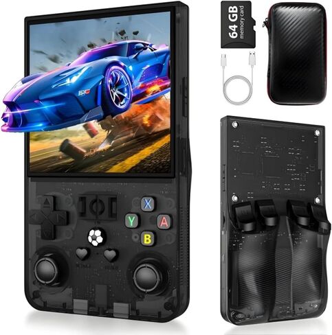 R36MAX Retro Handheld Game Console – 18,000+ Classic Games, 4.0" IPS Display, Linux System, 64GB Storage – Your Retro Gaming Console and The to Relive Timeless Classics.(Black) in Kuwait