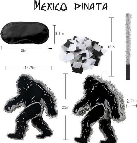 Sasquatch Piñatas Boombox، صندوق بوم مصنوع يدويًا من المكسيك فييستا بينياتاس لحفلات أعياد الميلاد ذات القدم الكبيرة، والكرنفال والأحداث ذات الصلة، مع عصا البنياتا ومعصوب العينين in Kuwait