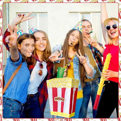 Popcorn Pinata Large Circus Piñata with Stick Hanging Loop Blindfold Star Confetti for Birthday Carnival Circus Party Video Movie Night Holiday Celebration Baby Shower Supplies 15 × 11.8 × 5.9 Inches in Kuwait