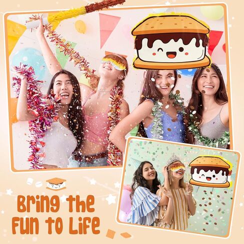 مجموعة تزيين الحفلات من Wink Design S'mores Piñata كوكي Piñata مع قصاصات من الورق وعصا الخفافيش لألعاب عيد الميلاد وحفلات التخييم والنار in Kuwait