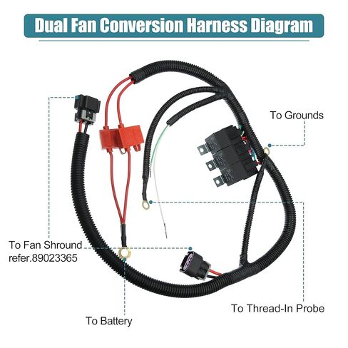 Dual Electric Fan Upgrade Wiring Harness Conversion Kit 7L5533A226T for GM 1999-2006 ECU Control Engine Double Cooling Fan Wire Dual Fan Relay Kit in Kuwait