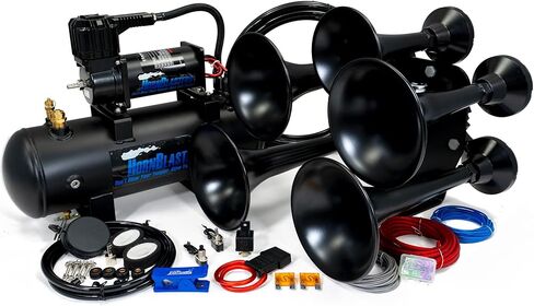 Hornblasters Katrina 2 Gallon Train Horn Kit - 5 Black Trumpets - Massive Sound in Kuwait