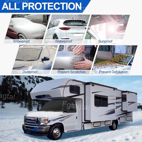 RV Windshield Snow Cover Compatible with Class C Ford E450 1992-2025 Motorhome Front Windshield Cover for Ice and Snow Oxford Cloth RV Front Window Sunshade Cover Black in Kuwait