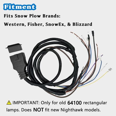26347 سرج أسلاك الضوء الجانبي ذو 11 سنًا، متوافق مع Western Fisher Blizzard SnowEx Snowplow، مجموعة كابل الإضاءة ذات 3 قابس تحل محل 26377 in Kuwait