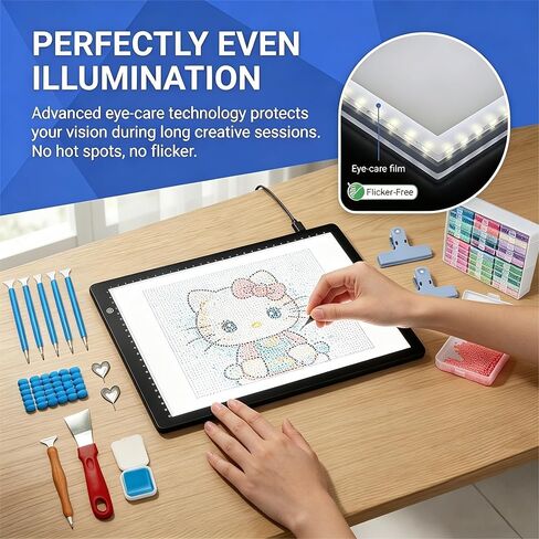 156PCS All Inclusive Diamond Art Accessories Kit with A4 Diamond Painting Light Pad Kit,Diamond Art Trays with Lids& 5D Painting Tools Set for Full Drill & Partial Drill Art in Kuwait