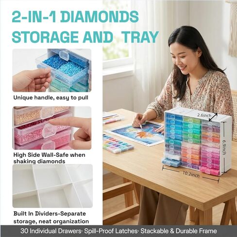 156PCS All Inclusive Diamond Art Accessories Kit with A4 Diamond Painting Light Pad Kit,Diamond Art Trays with Lids& 5D Painting Tools Set for Full Drill & Partial Drill Art in Kuwait