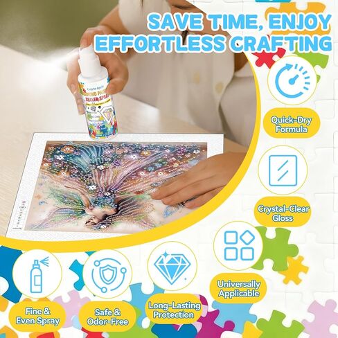 Diamond Painting Sealer Spray, 100ml Quick Dry Diamond Art Sealer Glue, Permanent Hold & Shine, No Brush Needed, Anti-Fall & Dust Protection, Diamond Art Accessories for 5D Diamond Painting & Puzzles in Kuwait
