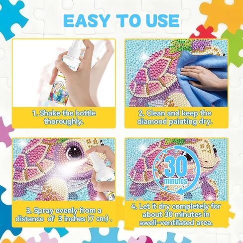 Diamond Painting Sealer Spray, 100ml Quick Dry Diamond Art Sealer Glue, Permanent Hold & Shine, No Brush Needed, Anti-Fall & Dust Protection, Diamond Art Accessories for 5D Diamond Painting & Puzzles in Kuwait
