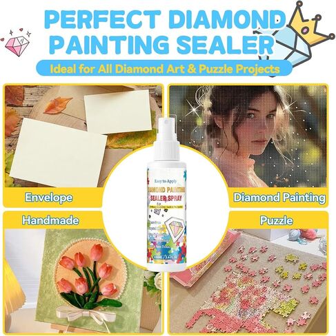 Diamond Painting Sealer Spray, 100ml Quick Dry Diamond Art Sealer Glue, Permanent Hold & Shine, No Brush Needed, Anti-Fall & Dust Protection, Diamond Art Accessories for 5D Diamond Painting & Puzzles in Kuwait