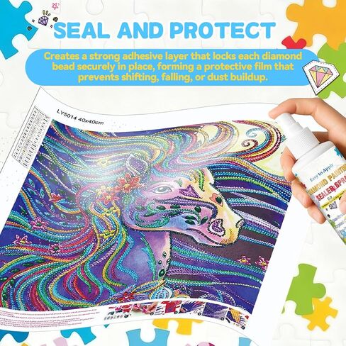 Diamond Painting Sealer Spray, 100ml Quick Dry Diamond Art Sealer Glue, Permanent Hold & Shine, No Brush Needed, Anti-Fall & Dust Protection, Diamond Art Accessories for 5D Diamond Painting & Puzzles in Kuwait