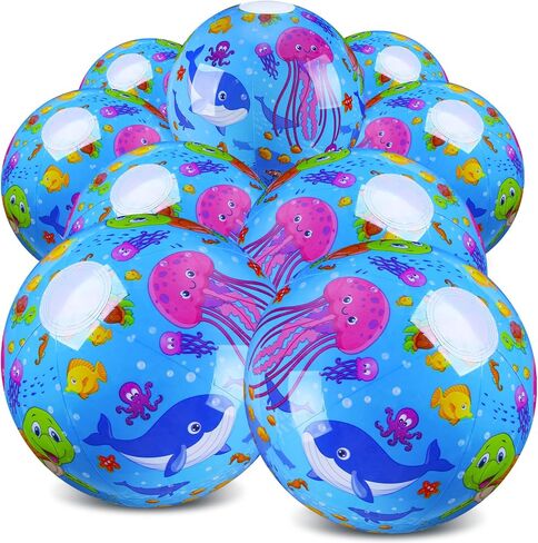 Jenaai 12 حزمة تحت عنوان البحر كرة الشاطئ القابلة للنفخ للأطفال 7.87 "السائبة لحمام السباحة الصيفي ولعبة الشاطئ هدية تحت البحر حفلة عيد ميلاد لصالح اللوازم ونهاية العام ديكور الحفلات in Kuwait