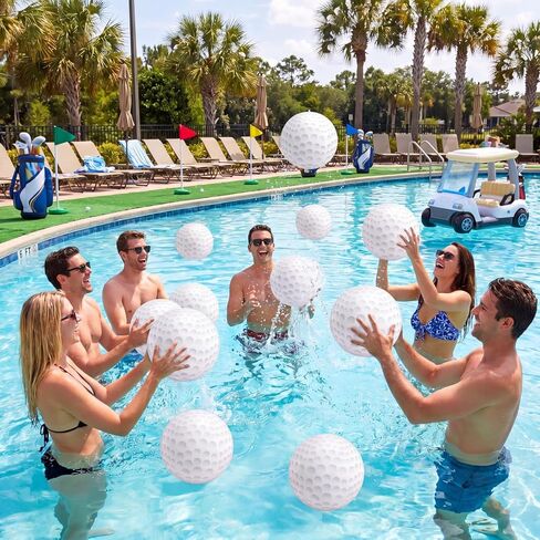 Soulchen 12 Pcs Inflatable Golf Beach Balls, 7.87 Inch Summer Blow up PVC Golf Balls for Adults Golfers Gag Gift, Birthday Beach Sports Hawaii Pool Party Decoration Photo Props in Kuwait
