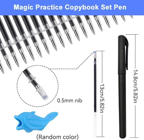 Magic Grooved Writing Practice Pen,Disappearing Ink Magic Pen for Grooved Handwriting Practice Book,Reusable Tracing Books with Erasable Magic Pens in Kuwait