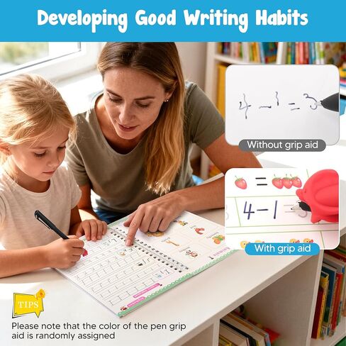 Magic Grooved Writing Practice Pen,Disappearing Ink Magic Pen for Grooved Handwriting Practice Book,Reusable Tracing Books with Erasable Magic Pens in Kuwait