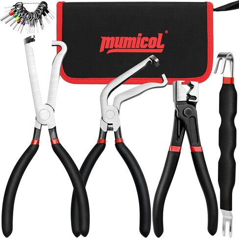 5-in-1 Automotive Electrical Disconnect Pliers Kit, 60° & 90° Angled Wire Connector Removal Tool Set with Terminal Pin Extractor and Hose Clamp Pliers, Damage-Free Release for Car, Truck, SUV in Kuwait