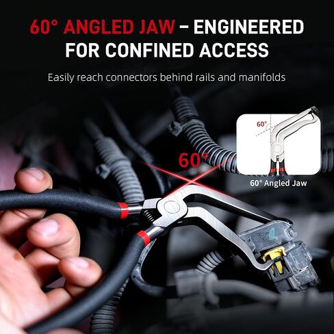 5-in-1 Automotive Electrical Disconnect Pliers Kit, 60° & 90° Angled Wire Connector Removal Tool Set with Terminal Pin Extractor and Hose Clamp Pliers, Damage-Free Release for Car, Truck, SUV in Kuwait