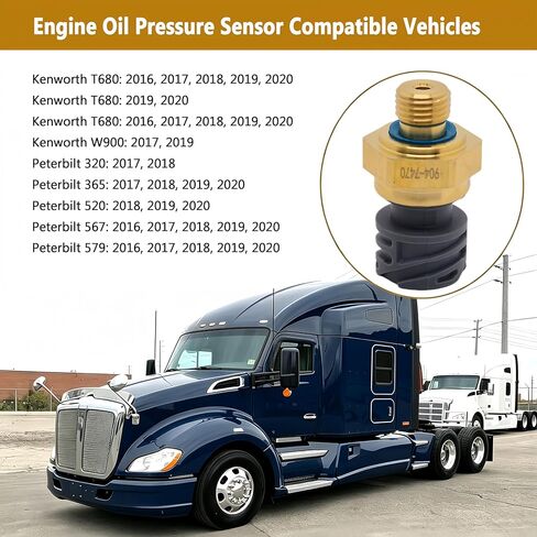 مستشعر ضغط زيت المحرك 904-7470 متوافق مع Kenworth Peterbilt 320 365 520 567 579 T680 T800 T880 W900 2016-2020، استبدال موصل الرصاصة ذو 4 أطراف 2041678، 1826281، 2127356PE، 577.75635 in Kuwait