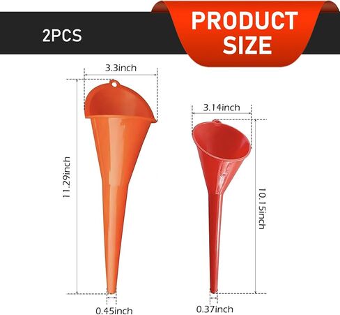 2 PCS Long Neck Oil Funnel, Portable Anti-Spill Plastic Wide Mouth Funnel, Multi-use for Fuel Coolant Engine Oil Adding, Universal for Most Cars Suvs Trucks(Red) in Kuwait